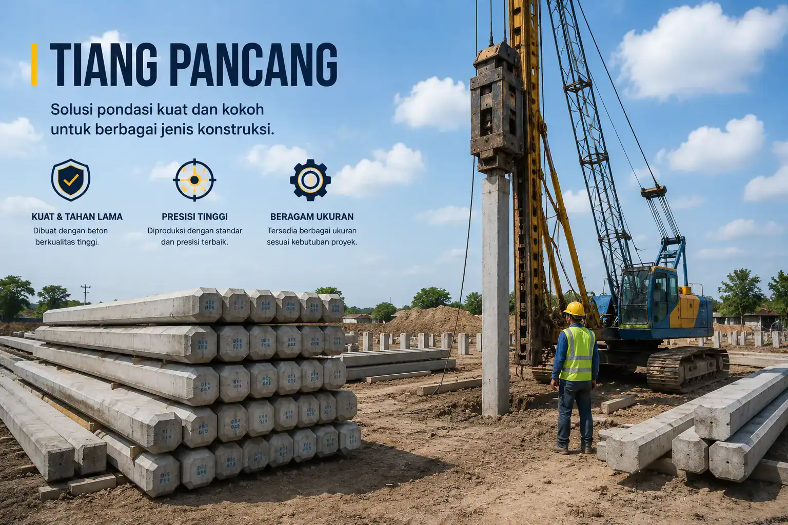jual material pancang/minipile dan jasa pemancangan wilayah jakarta, bekasi, depok, bogor, tangerang, banten, cikarang, karawang, purwakarta, sukabumi, bandung dan jawa barat.